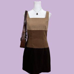 Brown and tan 90s mini dress